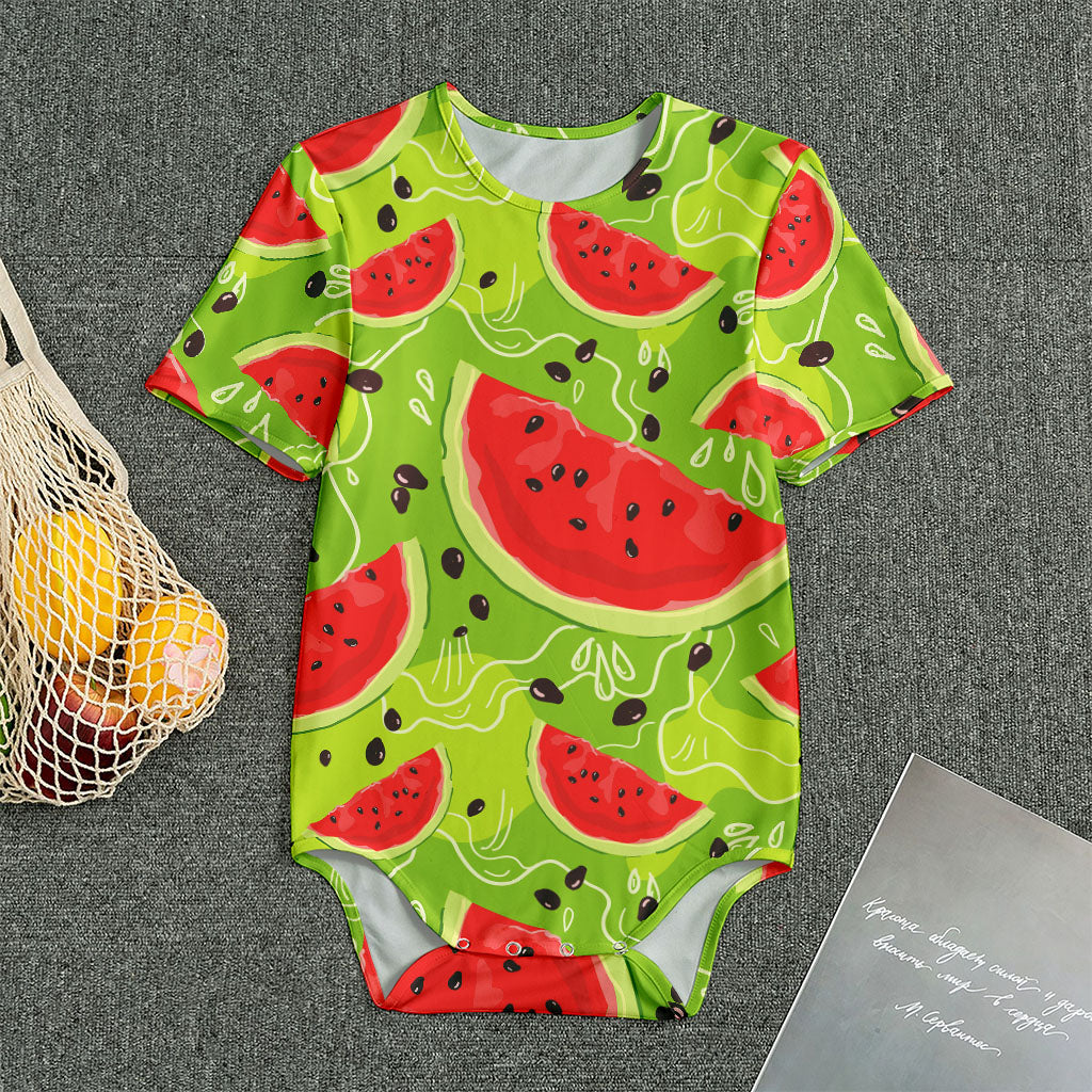 Yummy Watermelon Pieces Pattern Print Men's Bodysuit