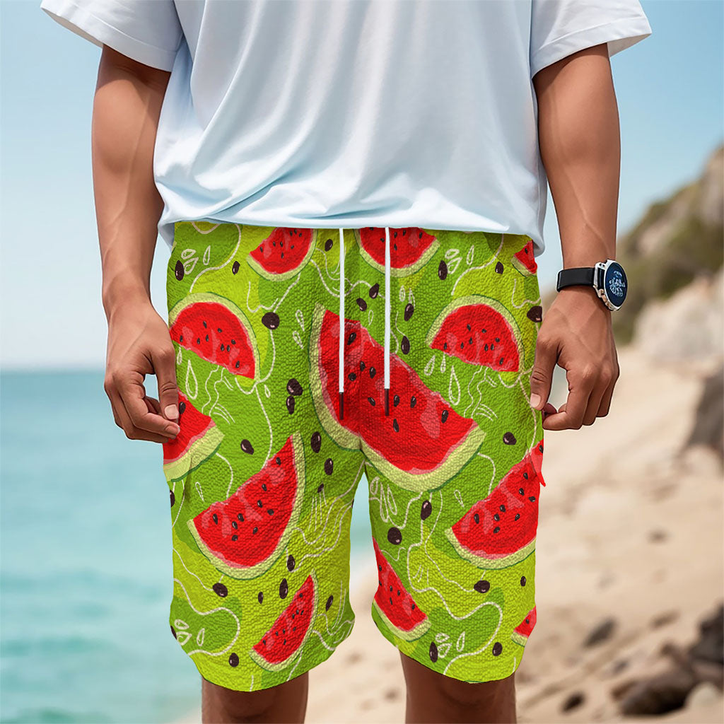 Yummy Watermelon Pieces Pattern Print Men's Cargo Shorts