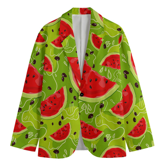 Yummy Watermelon Pieces Pattern Print Men's Cotton Blazer