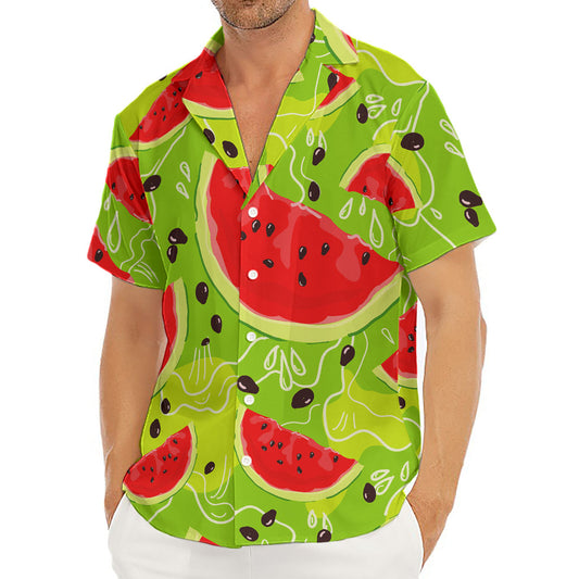 Yummy Watermelon Pieces Pattern Print Men's Deep V-Neck Shirt