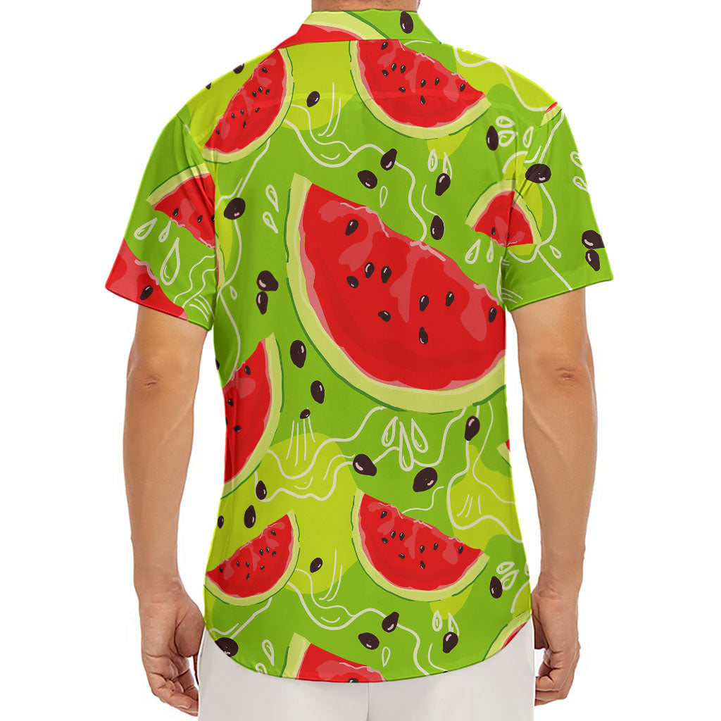 Yummy Watermelon Pieces Pattern Print Men's Deep V-Neck Shirt