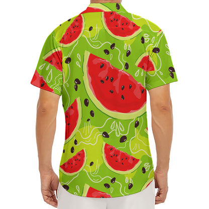 Yummy Watermelon Pieces Pattern Print Men's Deep V-Neck Shirt