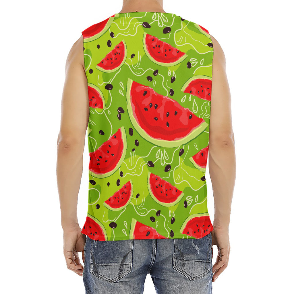 Yummy Watermelon Pieces Pattern Print Men's Fitness Tank Top