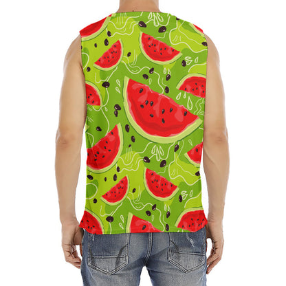 Yummy Watermelon Pieces Pattern Print Men's Fitness Tank Top