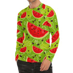 Yummy Watermelon Pieces Pattern Print Men's Long Sleeve Rash Guard