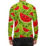 Yummy Watermelon Pieces Pattern Print Men's Long Sleeve Rash Guard