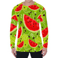 Yummy Watermelon Pieces Pattern Print Men's Long Sleeve T-Shirt