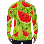 Yummy Watermelon Pieces Pattern Print Men's Long Sleeve T-Shirt