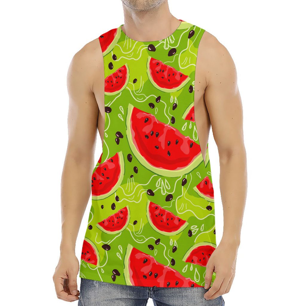 Yummy Watermelon Pieces Pattern Print Men's Muscle Tank Top