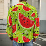 Yummy Watermelon Pieces Pattern Print Men's Shirt Jacket