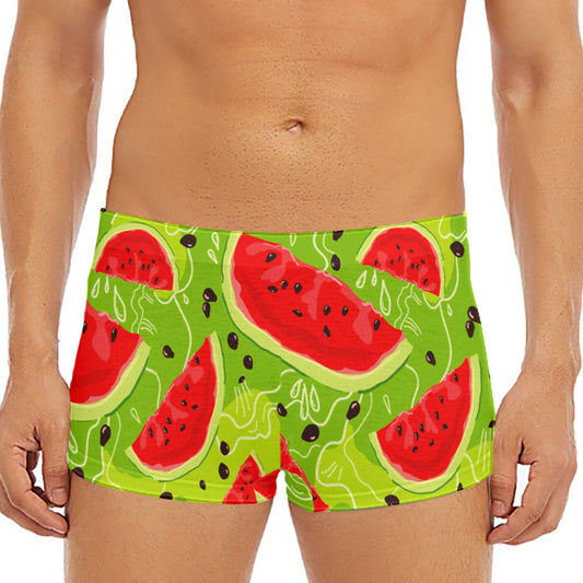 Yummy Watermelon Pieces Pattern Print Men's Short Boxer Briefs