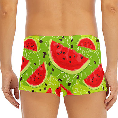 Yummy Watermelon Pieces Pattern Print Men's Short Boxer Briefs