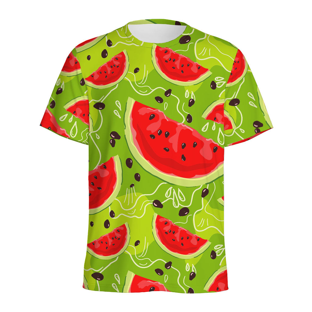 Yummy Watermelon Pieces Pattern Print Men's Sports T-Shirt
