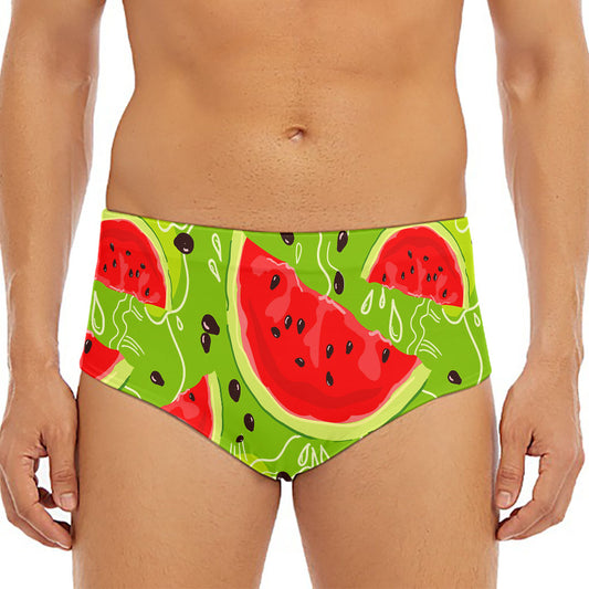 Yummy Watermelon Pieces Pattern Print Men's Triangle Swim Briefs