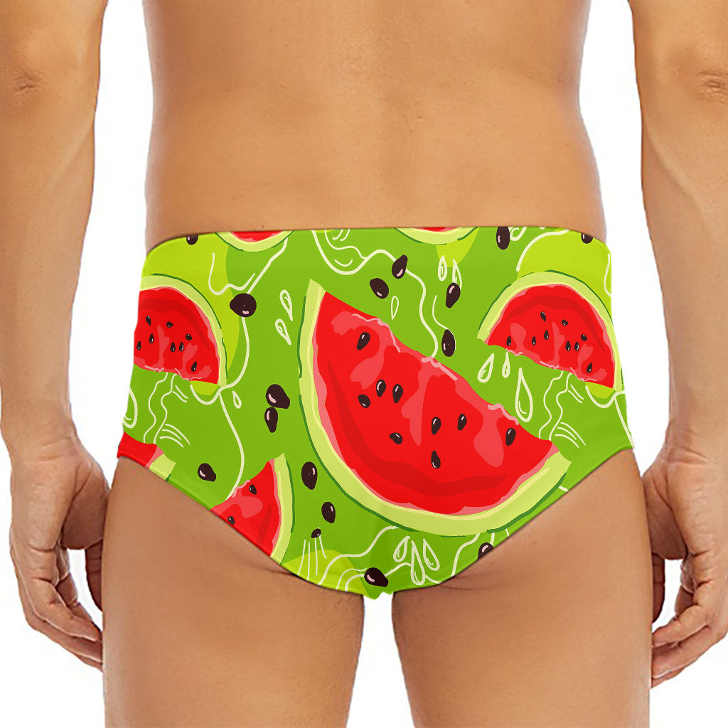 Yummy Watermelon Pieces Pattern Print Men's Triangle Swim Briefs