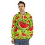Yummy Watermelon Pieces Pattern Print Men's Velvet Pullover Hoodie