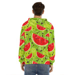 Yummy Watermelon Pieces Pattern Print Men's Velvet Pullover Hoodie