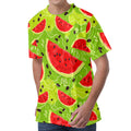 Yummy Watermelon Pieces Pattern Print Men's Velvet T-Shirt
