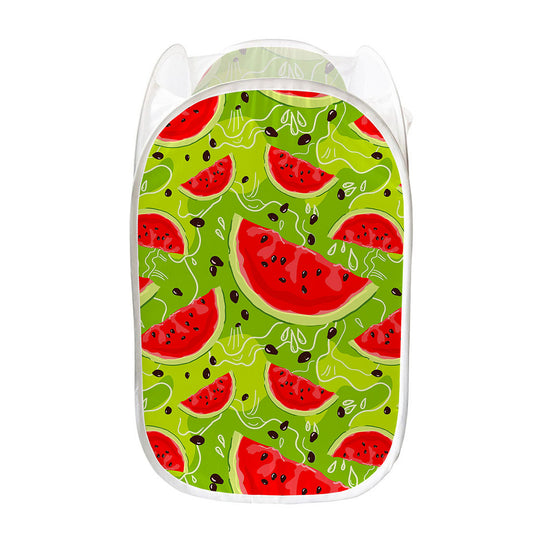 Yummy Watermelon Pieces Pattern Print Mesh Laundry Hamper