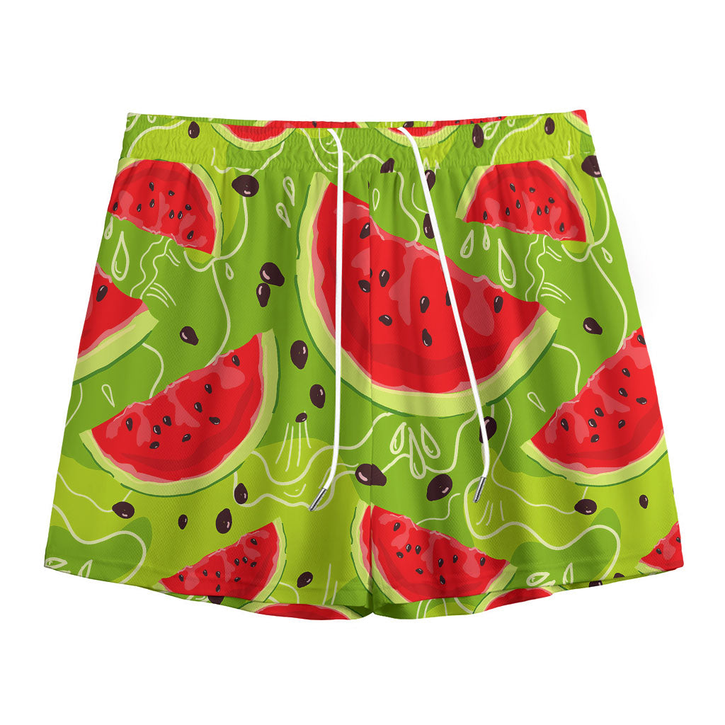 Yummy Watermelon Pieces Pattern Print Mesh Shorts