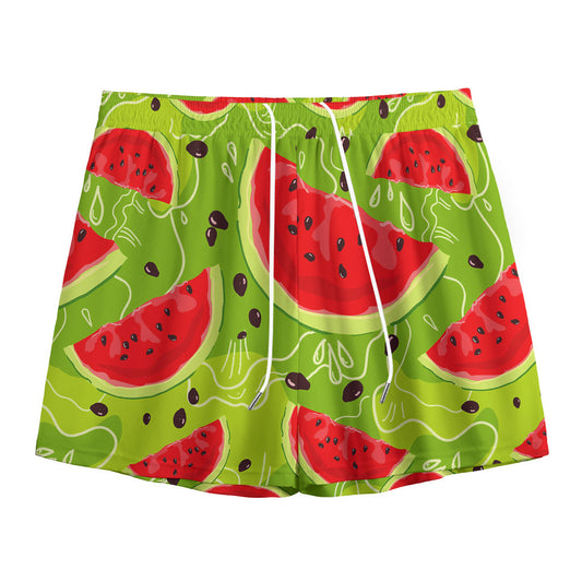 Yummy Watermelon Pieces Pattern Print Mesh Shorts
