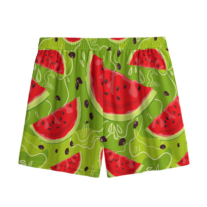 Yummy Watermelon Pieces Pattern Print Mesh Shorts