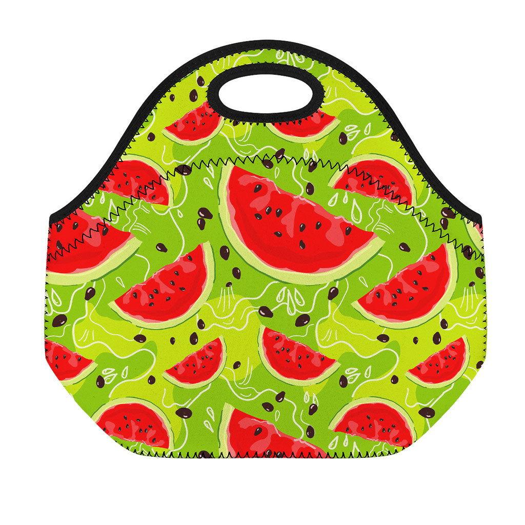 Yummy Watermelon Pieces Pattern Print Neoprene Lunch Bag