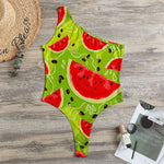 Yummy Watermelon Pieces Pattern Print One Shoulder Bodysuit