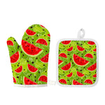 Yummy Watermelon Pieces Pattern Print Oven Mitt And Pot Holder Set