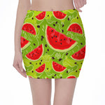 Yummy Watermelon Pieces Pattern Print Pencil Mini Skirt