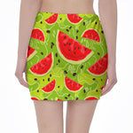 Yummy Watermelon Pieces Pattern Print Pencil Mini Skirt