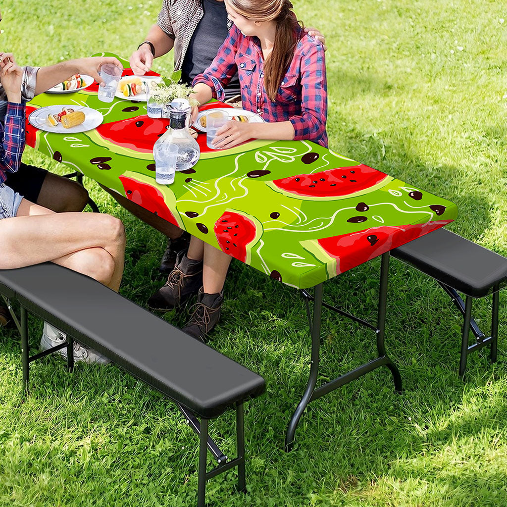 Yummy Watermelon Pieces Pattern Print Picnic Table Cover