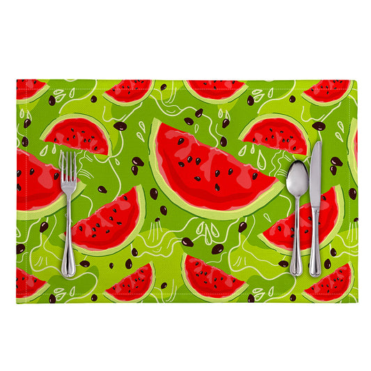 Yummy Watermelon Pieces Pattern Print Placemat