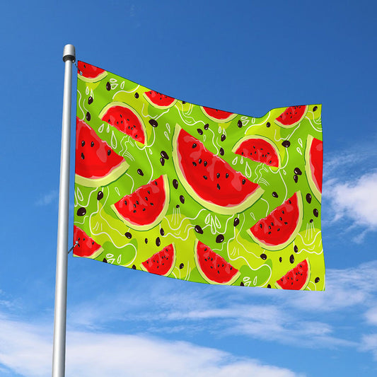 Yummy Watermelon Pieces Pattern Print Polyester Flag