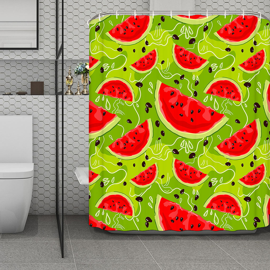 Yummy Watermelon Pieces Pattern Print Polyester Shower Curtain