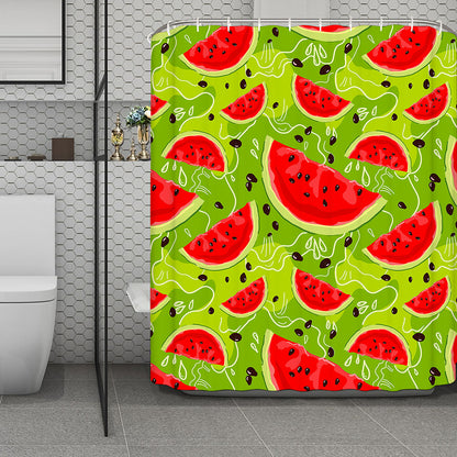Yummy Watermelon Pieces Pattern Print Polyester Shower Curtain