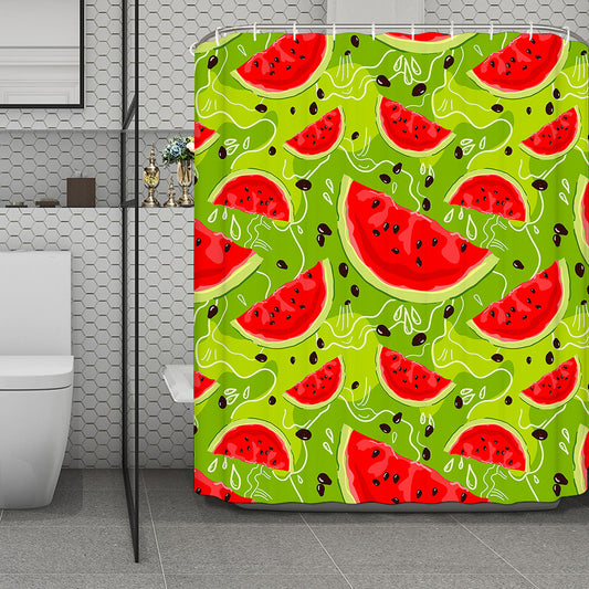 Yummy Watermelon Pieces Pattern Print Polyester Shower Curtain