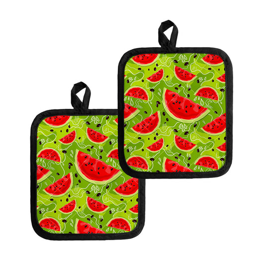 Yummy Watermelon Pieces Pattern Print Pot Holders