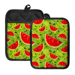 Yummy Watermelon Pieces Pattern Print Pot Holders With Pocket