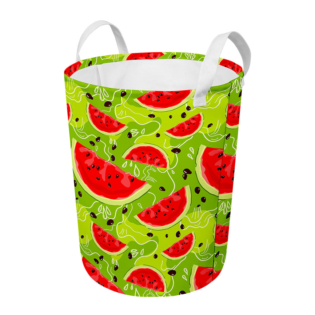 Yummy Watermelon Pieces Pattern Print Round Laundry Basket