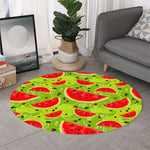 Yummy Watermelon Pieces Pattern Print Round Rug