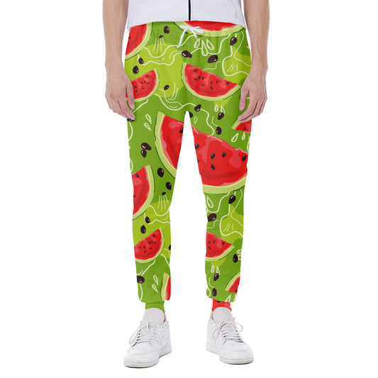 Yummy Watermelon Pieces Pattern Print Scuba Joggers
