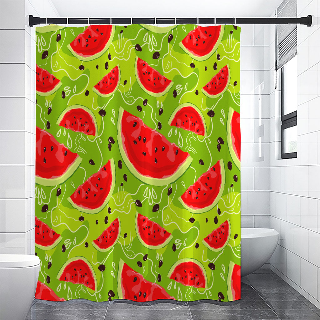 Yummy Watermelon Pieces Pattern Print Shower Curtain