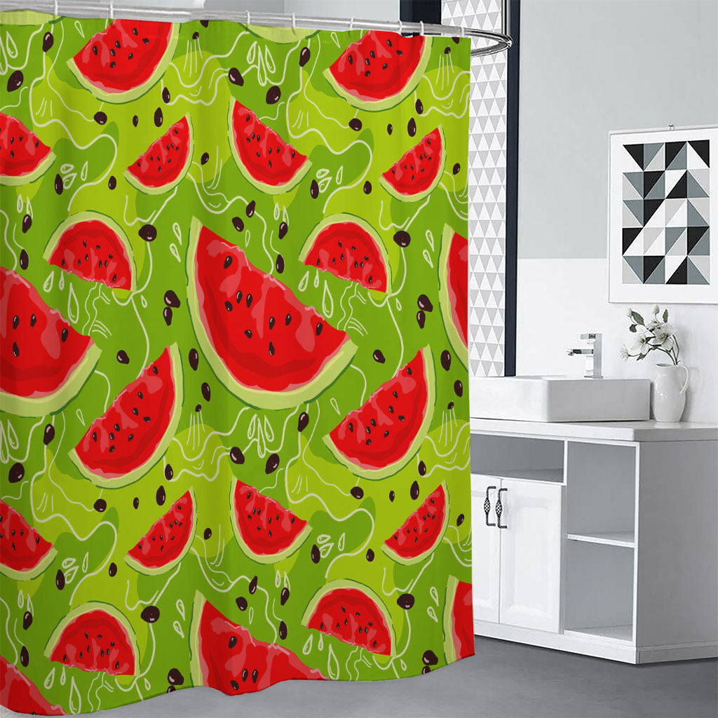 Yummy Watermelon Pieces Pattern Print Shower Curtain