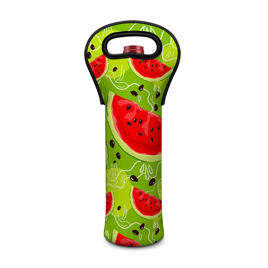 Yummy Watermelon Pieces Pattern Print Single Neoprene Wine Tote