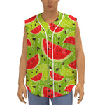 Yummy Watermelon Pieces Pattern Print Sleeveless Baseball Jersey