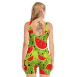 Yummy Watermelon Pieces Pattern Print Sleeveless One Piece Swimsuit