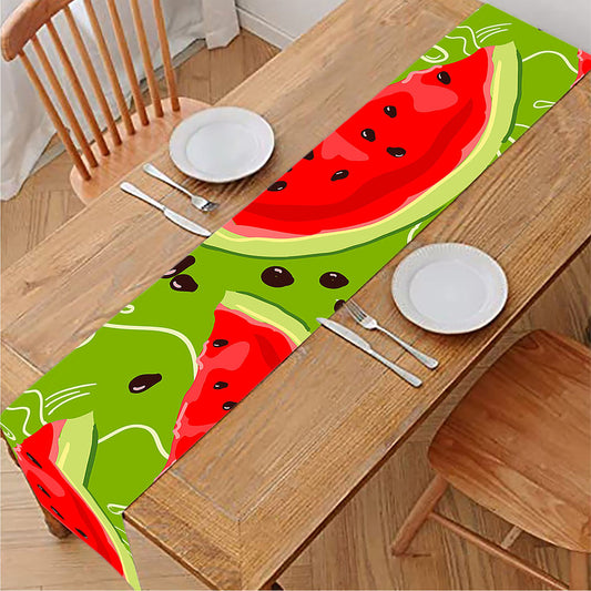 Yummy Watermelon Pieces Pattern Print Table Runner