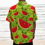 Yummy Watermelon Pieces Pattern Print Textured Short Sleeve Shirt
