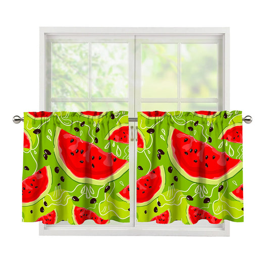 Yummy Watermelon Pieces Pattern Print Tier Curtains
